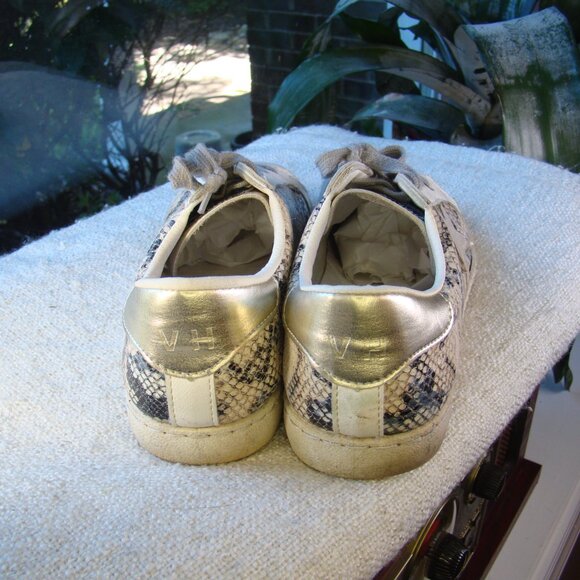 Vintage Havana Bianca gold snake white leather low top sneakers, size 7.5 - Picture 5 of 11